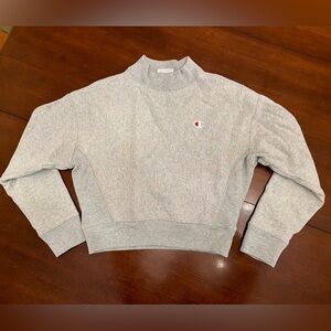 Champion Light Gray Reverse Weave Mock Neck Sweatshirt Size M